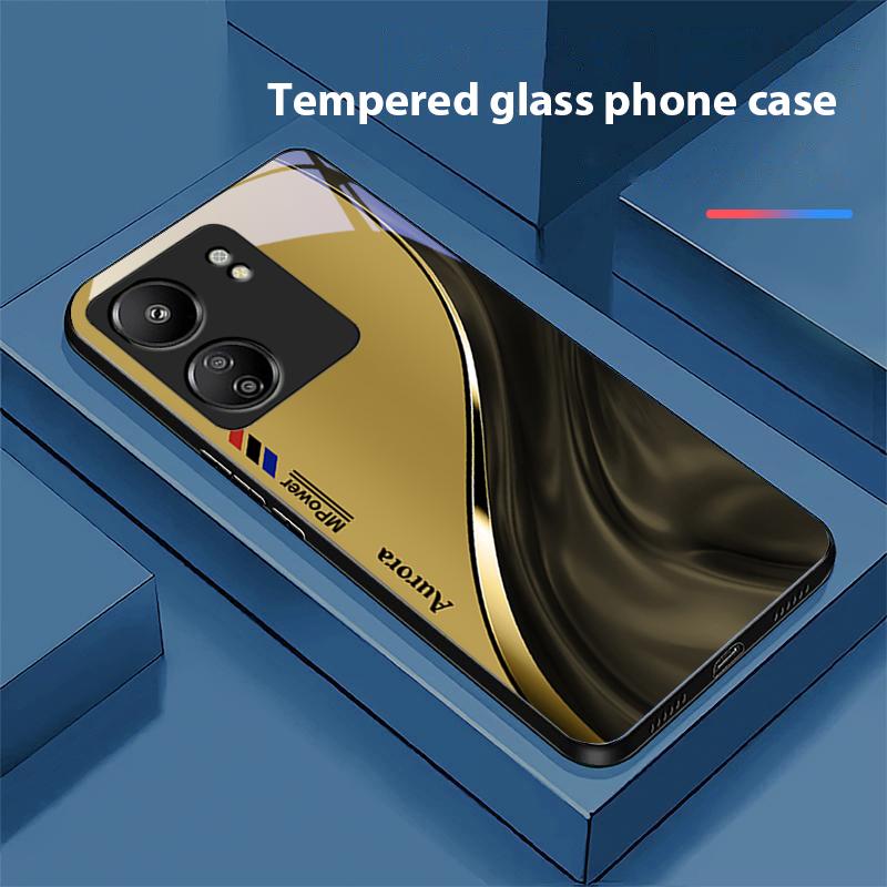 

Чехол для телефона Xiaomi Redmi 13C Note13 12 Pro Plus 5G Note 9 13T Pro POCO X6 F5 F6 из черного закаленного стекла с рисунком потока воды For Redmi 9A