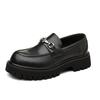 Mens Chunky Sole Loafer Shoes With Thick Platform Heel Rubber Casual Round Toe Leather Slip-On Daily Wear