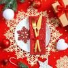 1-20PCS Christmas Snowflake Placemats and Table Runner Decorative Heat Resistant Tableware Mats Dining Room Holiday Party Decor