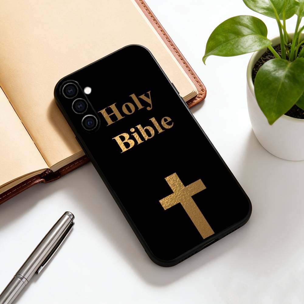 

The Bible Phone Case Black Silicone Soft For Samsung Galaxy A73,A72,A71,A70,A53,A52,A51 Samsung a71 5g
