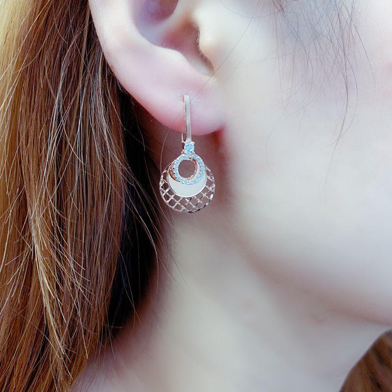 Purple Gold Ear Buckle Fashion Trend Diamond-Plated Rose Gold Sequined Mesh Colored Gold Earrings