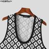 INCERUN Men Plaid Sleeveless Tops Summer U Neck Casual Tanks Vest