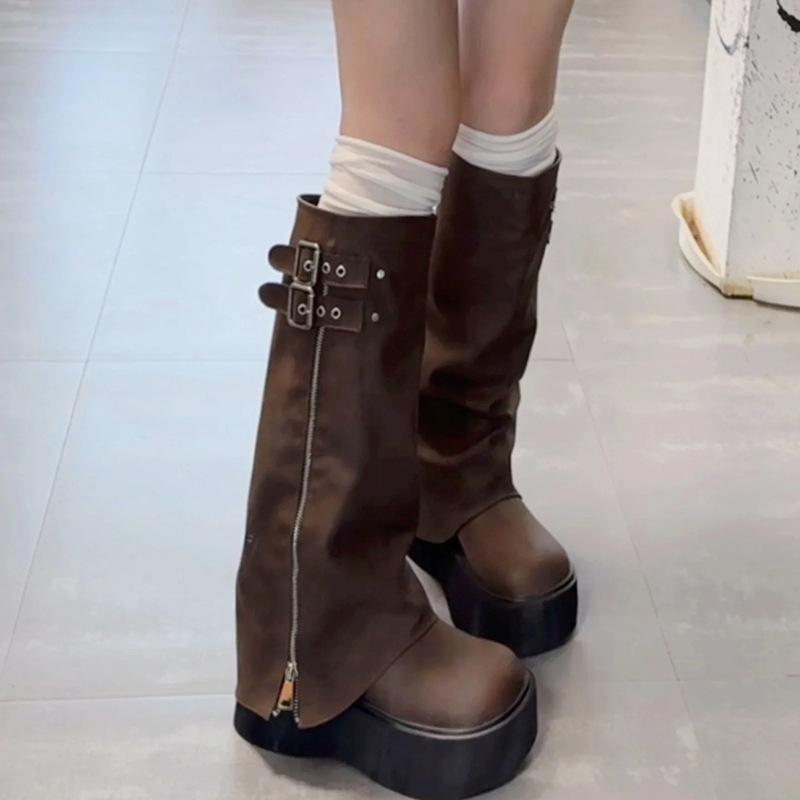 

Thick-soled knight boots women s 2025 new spring and autumn summer trouser boots western cowboy stacking boots tall long boots 40