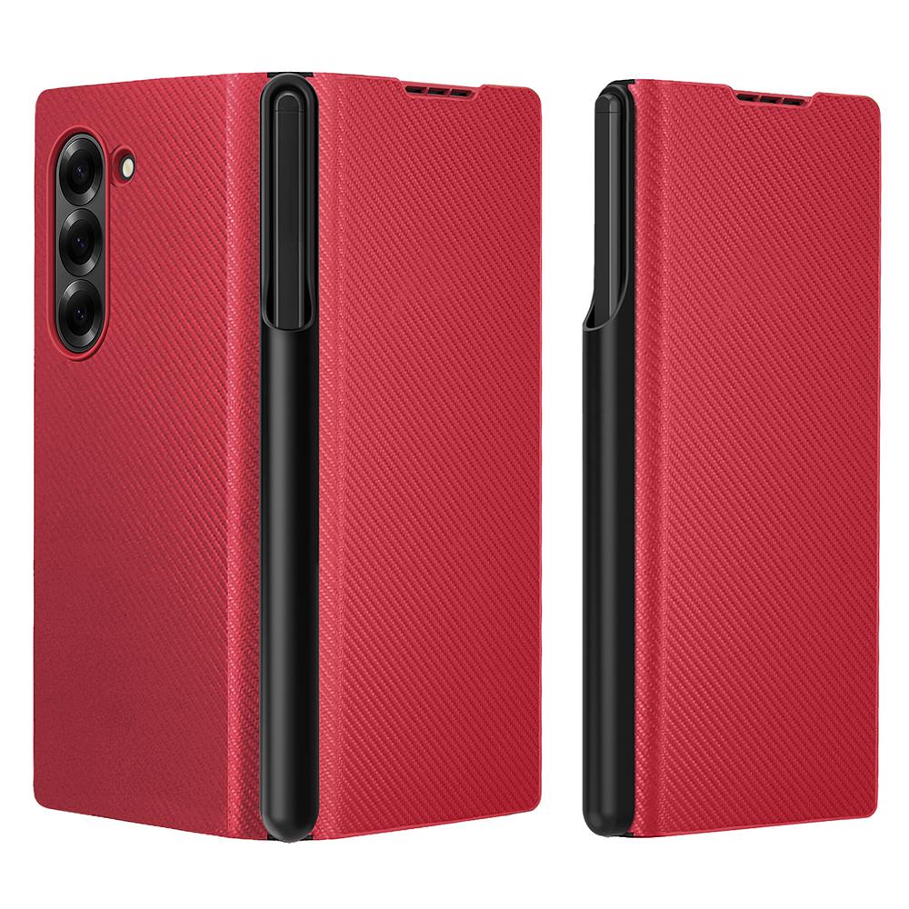 

Чохол для Samsung Galaxy Z Fold6 5G зі штучної шкіри, чохол для телефону з тримачем для олівця/плівкою із загартованого скла Red