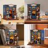 DIY Booknook Kit Miniature Dollhouse with Light Bookshelf Insert Home Decor Wooden 3D Puzzle for Journey Trace Bookshop