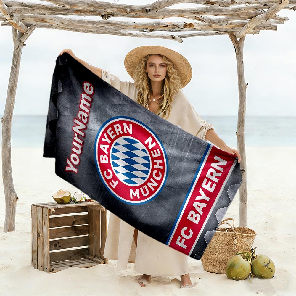 Bayern Munich Customize Your Name Beach Towel Soft Durable Quick-Dry Perfect for Traveling Yoga Camping and Swimming