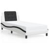 Vidaxl LED Bed Frame, White-Black, 90X190 Cm, Faux Leather