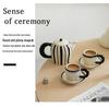Striped Ceramic Water Cup & Teapot Set for Living Room and Afternoon Tea