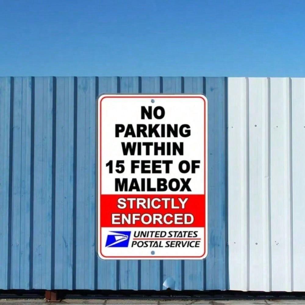 Metal Tin Sign Wall Art, No Parking Mailbox Sign, Outdoor Decoration