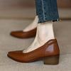 Retro Polished Thick-heeled Single Shoes for Women In the Spring and Autumn of 2025, the New Pointed Head, Shallow Mouth, Simple Commuting, One-pedal