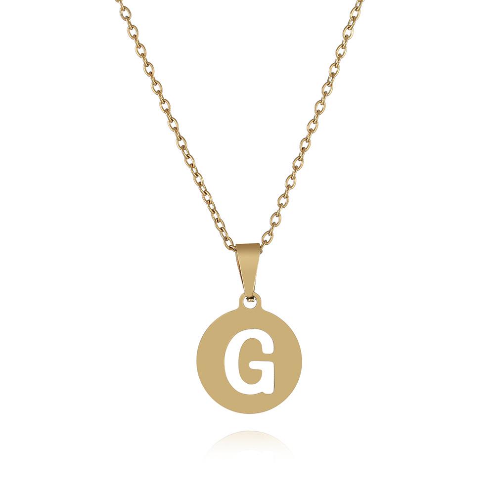 Stainless Steel Gold Plated Cutout Letter Necklace