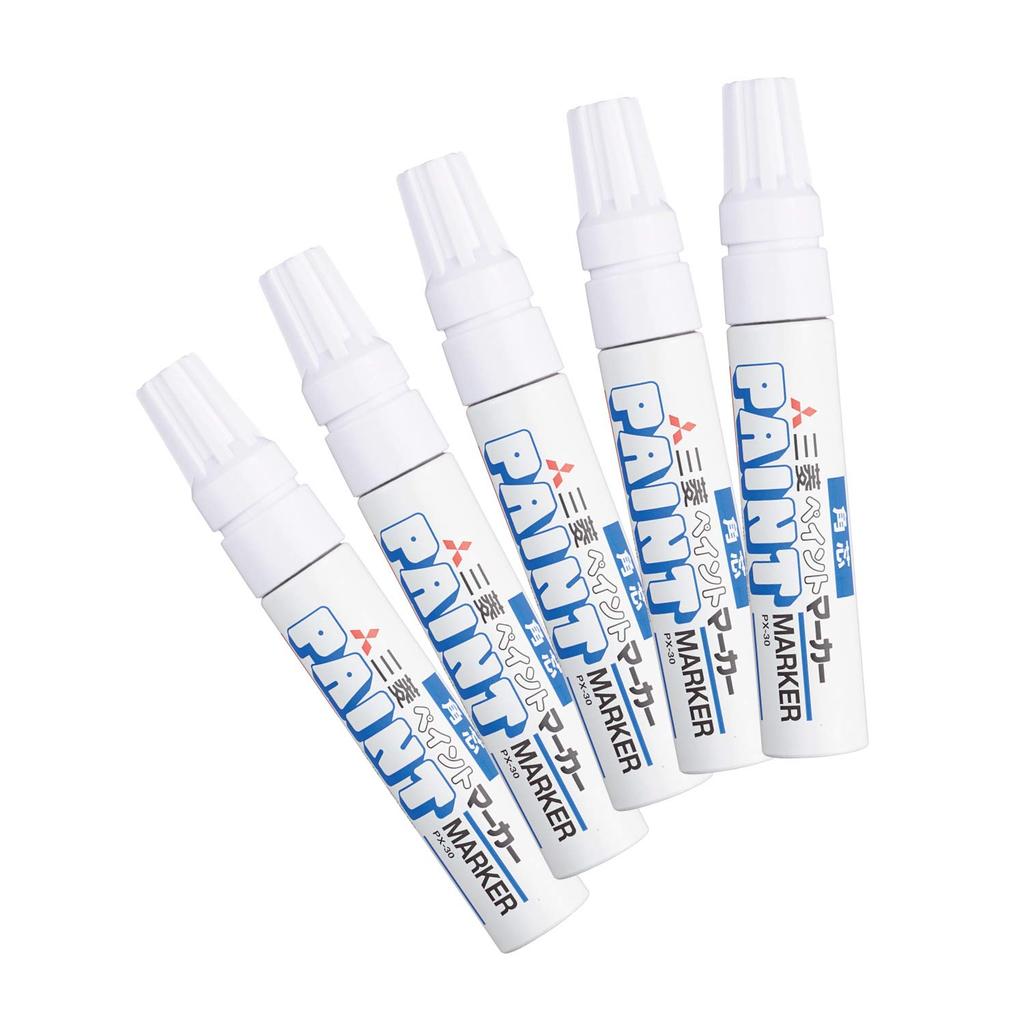 Mitsubishi Pencil Paint Marker, Bold, White, 5-Pack, PX30.1