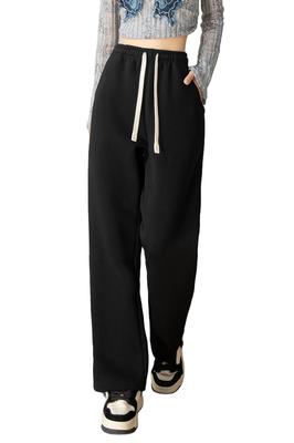 MORGEN SKY Wide Leg Long Jersey Loose Solid WK858 Women's Sweatpants, Pants, Bottoms, Sportswear, Loungewear, Gym, Fitness, Casual, Fit, Color,