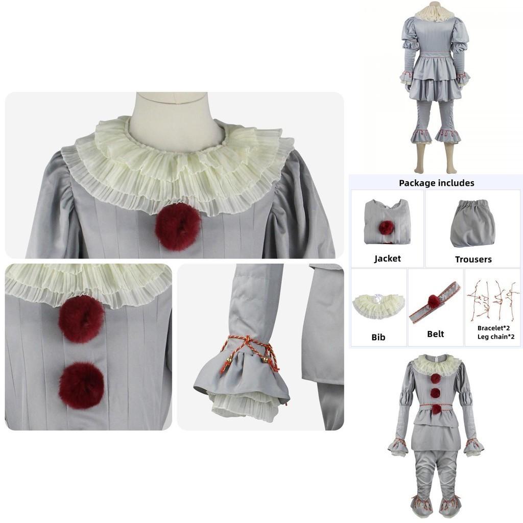 Fantasia Cosplay Pennywise Roupas de Halloween Material de Mistura de Algodão Cinza Para Homens e Mulheres