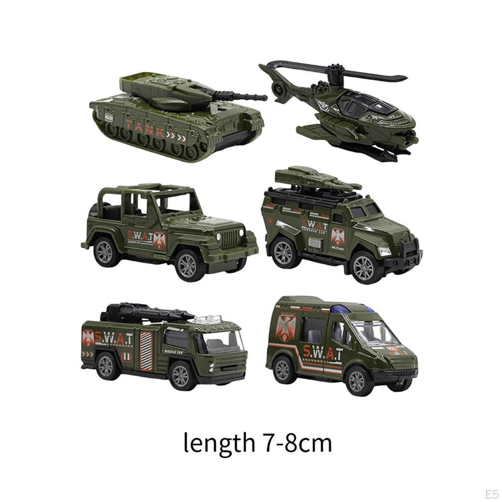 6 Pcs Pull Back And Move Alloy Vehicles, 2.7-3.2 Inch, Crash Resistant, Some Movable Joints,