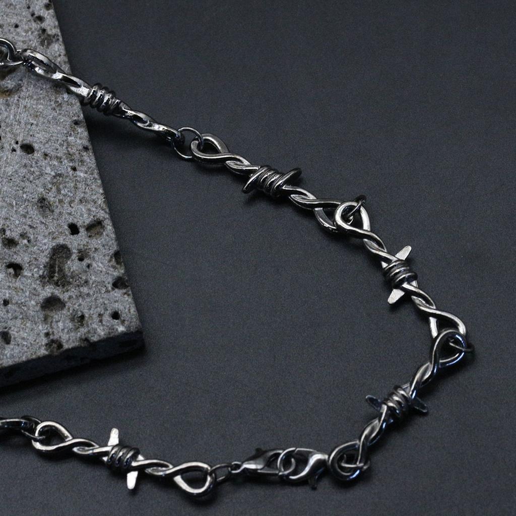 Unisex Gothic Punk Style Necklace Hip Hop Barbed Wire Themed Minimalist Vacation Fashionable Jewelry Accessory Metal Chain Jewelry Gift