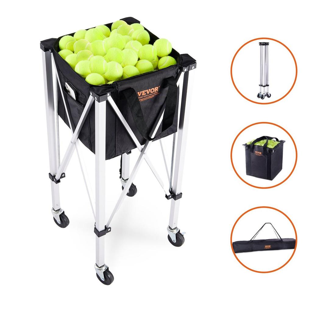 Tennis Ball Hopper Basket Teaching Tennis Ball Cart with Wheels 180 Balls