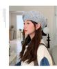 Women's Korean Style Woolen Beret: Versatile, Solid Color, Knitted, Warm, Windproof, with Metal Label for Autumn and Winter