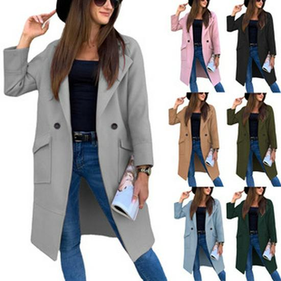 2024 Women's Autumn/Winter Solid Color Wool Lapel Mid-Length Button Coat