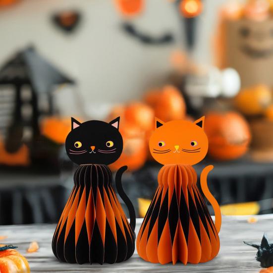 2Pcs Halloween Arrangement Props Super Cool Statue Festivals Halloween Decoration Pattern Cat Styling