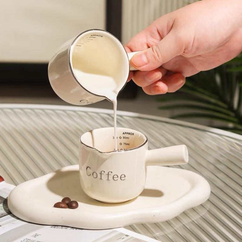 Keramik Espresso Kaffee Messbecher Mit Skala Extraktionsbecher Milchbecher Milchkännchen Mit Henkel Latte Mischbecher Skala Messbecher