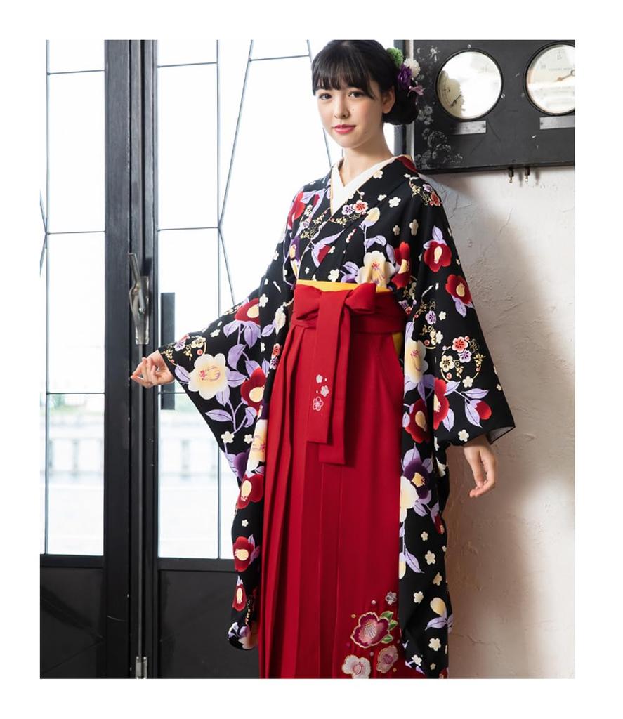 Graduation Ceremony Hakama Camellia Elementary School Japanese Graduation Undergarment with Half Collar Hakama Obi with Obi Pillow Waist Strap 5 Black