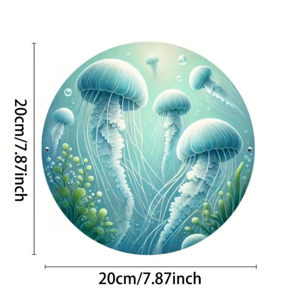 

Vibrant Jellyfish Metal Wall Art Round Modern Home Garden Decor 20x20 різнокольоровий