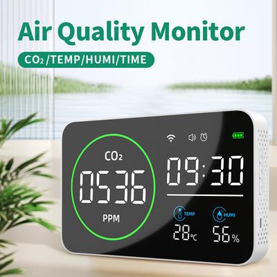 Smart WIFI 4 In 1 Air Quality Monitor Indoor IR CO2 Sensor Carbon Dioxide Detector Alarm Clock Temperature Humidity Tester