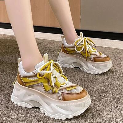 2024 Spring Fashion Chunky Sneakers Woman Lace Up Platform Tennis Shoes for Women's Thick Bottom Breathable Sports Shoes