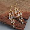 Yellow Gold Plated Moonstone Garnet Labradorite Dangle Earring 925 Sterling Silver Handmade Jewelry
