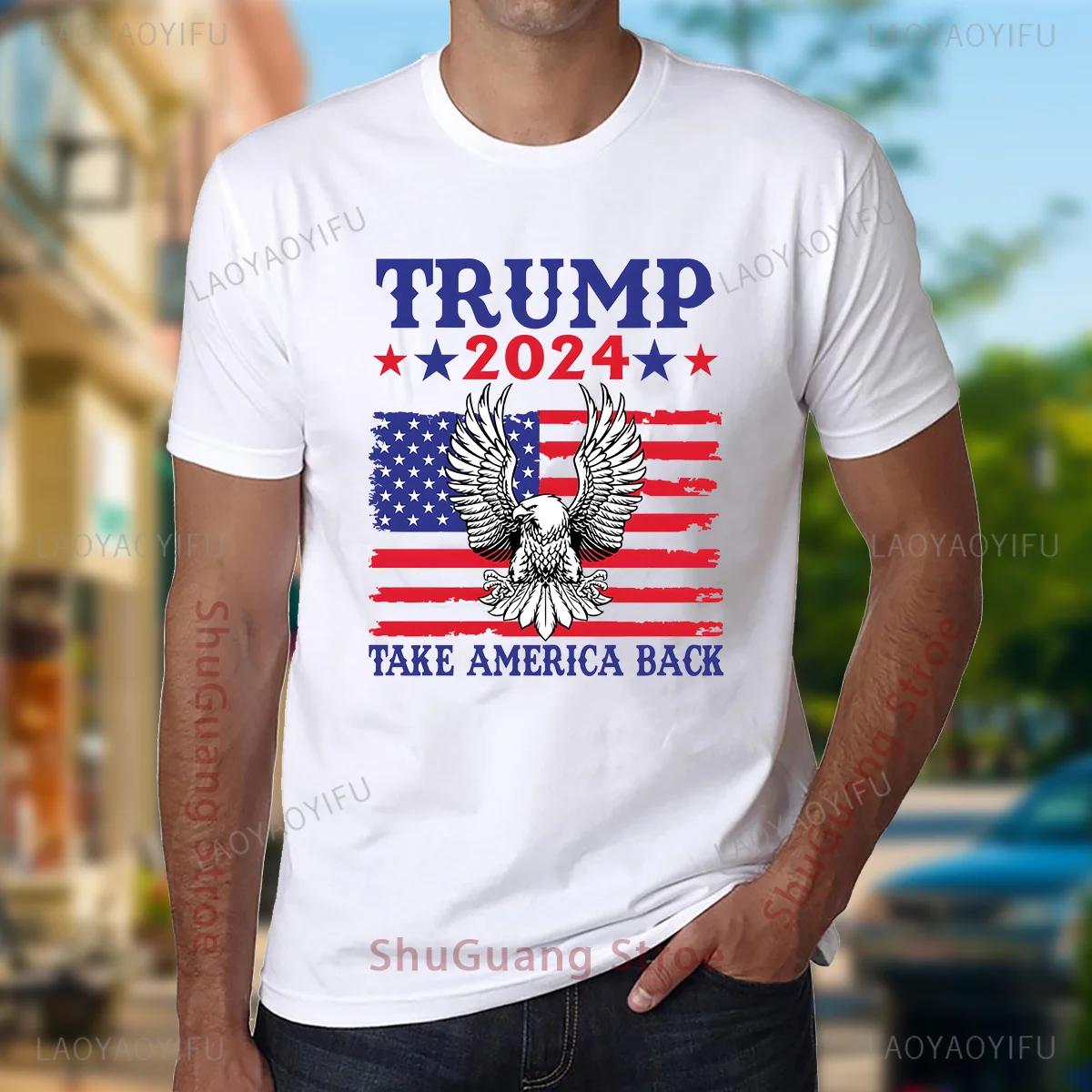 

Забавная футболка Trump 2024 Trump Take America, топы с принтом сзади, модные хипстерские футболки с графическим рисунком и буквами, унисекс, хлопковые Ropa Hombre