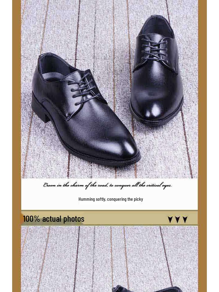 Men's Summer Business Formal Leather Shoes with Inner Height Increase - British Korean Style, Lace-up, Casual Trend.
