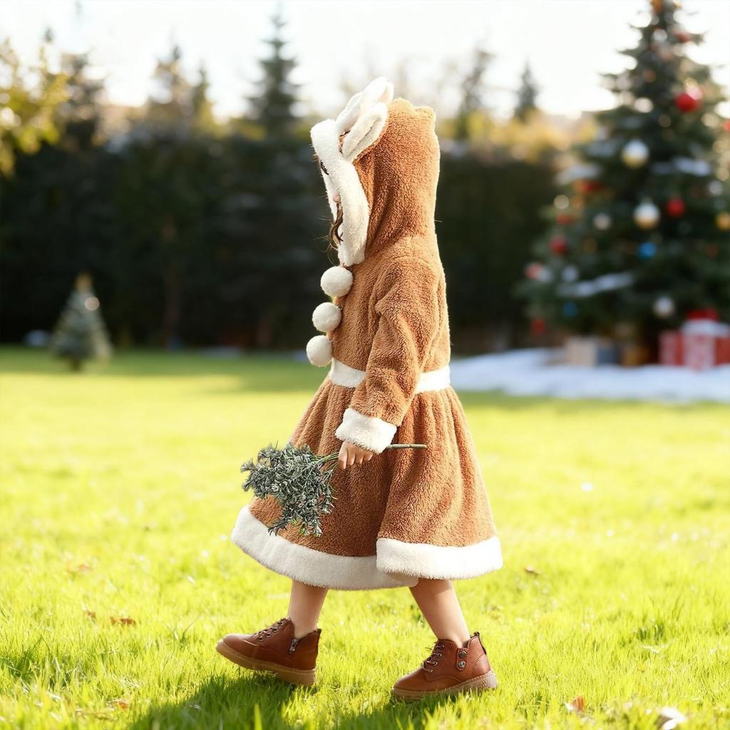 Moerstar Reindeer Cosplay Costume for Cute Fluffy Kigurumi Santa Claus New and Cultural Festivals Size Girls, Dress, Costume, Parent-Child Outfit,