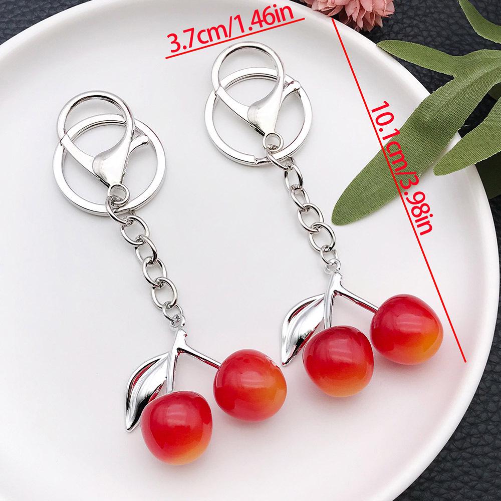 Korean Style Cherry Keychain: Cute Resin Red & Yellow Gradient Fruit Bag Charm