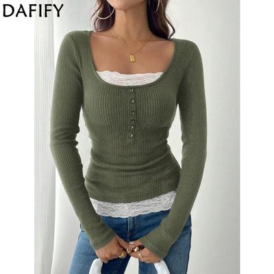 Women's Fashion Casual Spring Autumn Solid Color Print Long Sleeve Square Collar Blouses & Shirts