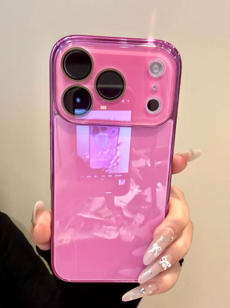 Tempered Glass Glossy Case for iPhone 17 16 15 Plus 14 13 12 Pro Max Plating Bumper Shockproof Hard Back Lens Cover Funda