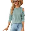 Women's Off Shoulder Loose Long Sleeve T-shirt, Casual Crewneck Top, Fall Winter Fashion for Europe America Cross Border