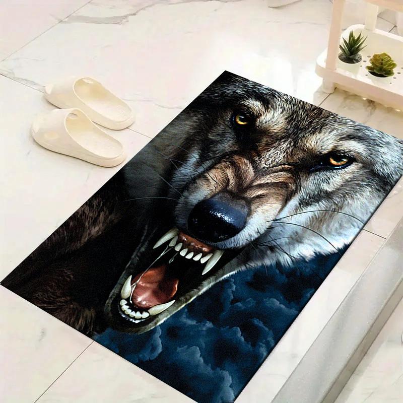 Wolf Head Carpet Rug for Living Room Bedroom Home Sofa Decoration,Kids play Non-slip Floor Mat