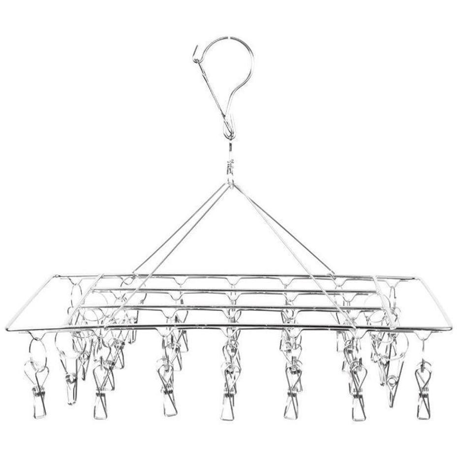 1 Pcs 30 Clip Aluminum Metal Sock Underwear Clothes Outdoor Airer Dryer Laundry Hanger Stainless Steel Wholesale