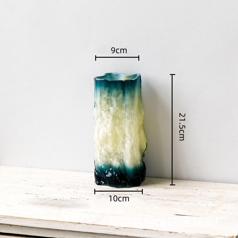 Glass Vase Gradient Hydroponics Terrarium Fold Pattern Flower Vase Floral Arrangement Accessories Home Decoration