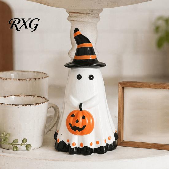 Halloween Party Supplies Ghost Ornament, Cute Tabletop Sculpture, Durable Resin Rustic Decorations Table for Home Festive Shelf Centerpiece