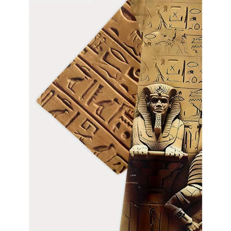 Large Men's Egyptian Pharaoh Mural Pattern 3D Printed Men's Round Neck Short Sleeved T-shirt Summer Fashion T-shirt Casual Comfortable Versatile Top