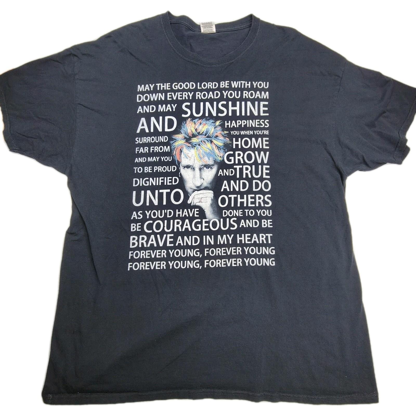 Religious Quote T-shirt Adult Size 2XL Black Forever Young Sunshine Text Y2K XXXL