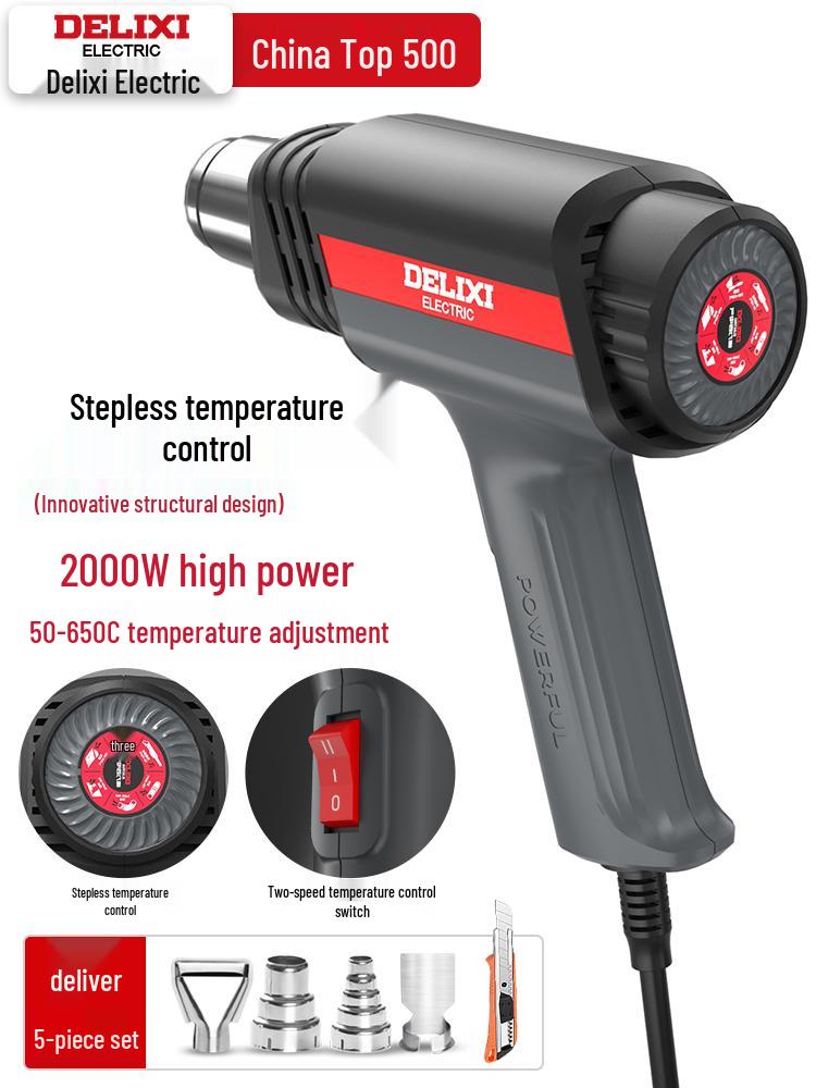 Delixi Digital High-Temp Hot Air Gun - Industrial Grade Blower for Grout, Sealing, and Baking.