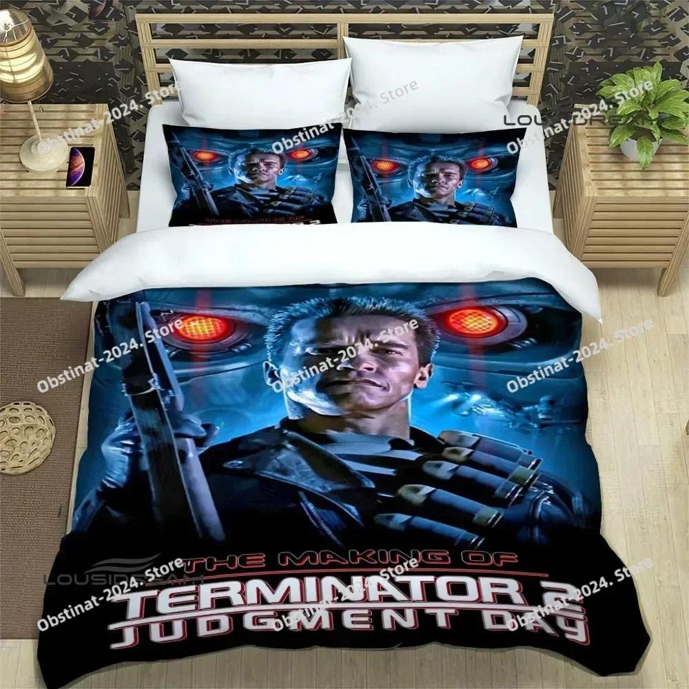 Set de așternuturi Schwarzenegger Terminator Imprimat single Cearșaf cu pilotă Cuvertură de pat Față de pilotă Față de pernă 3 Piese Dimensiune Copii Adulți