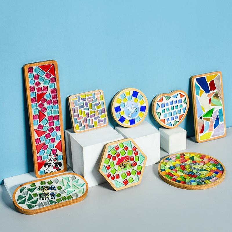 Bamboo Coaster & Placemat DIY Kit for Kids - Square & Round Mosaic Base