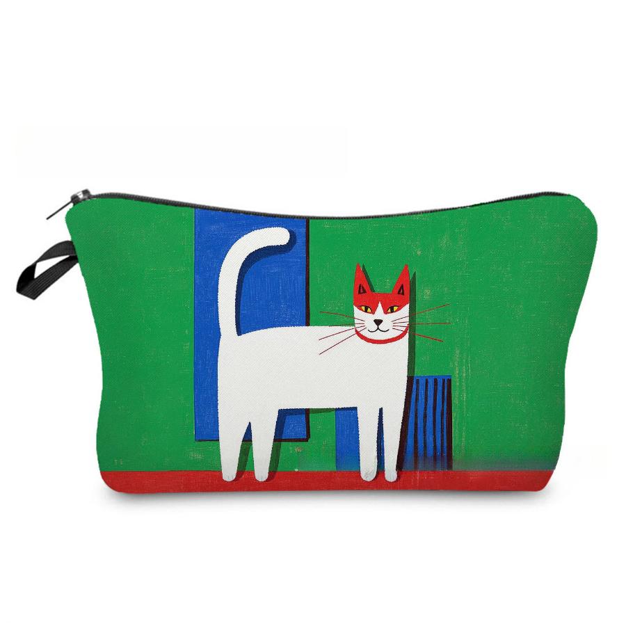 Women Cat Print Cosmetic Bag Toiletries Organize Travel Storage Case 6970 KTB
