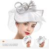 Weißer Leinen Fascinator Hut für Damen, Elegantes Cocktail-Teeparty Haarband mit Schleier, Leichte Hochzeitsfeier Kopfschmuck, Modisch Besonder