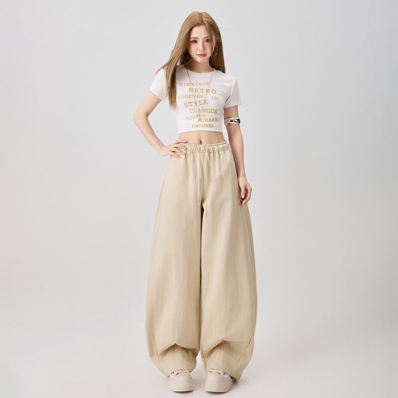 2026 Spring Unisex White Wide-Leg Tencel Lyocell Pants with Elastic Waist - Super Soft & Versatile Casual Wear L