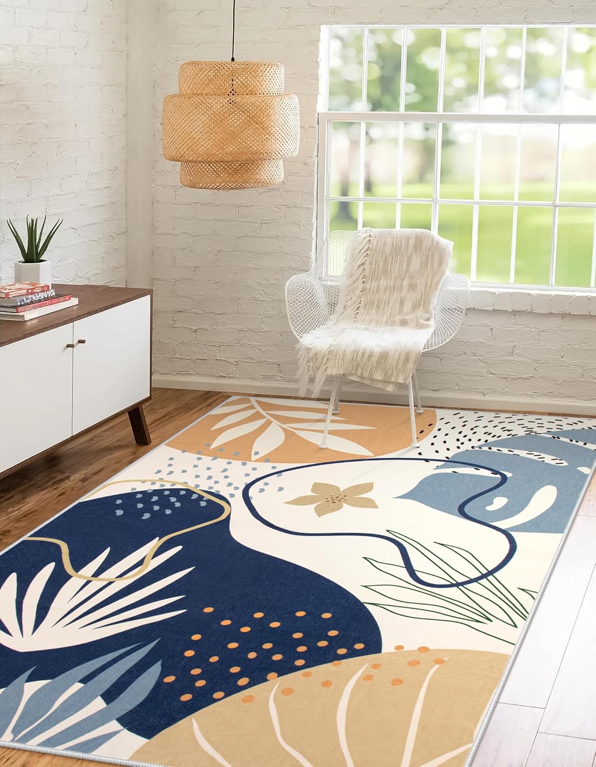 

Floral Round Rug – Soft Non-Slip Washable Circle Carpet for Bedroom Bathroom Entryway Nursery Sofa Decor 60cm